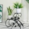 fer forge porte plante noir