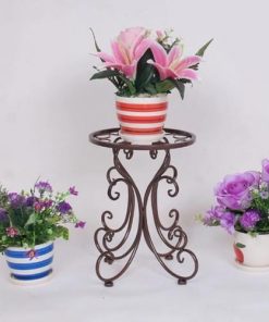 Support Fleur Fer Forgé avec trois pots de fleurs