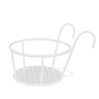 Support De Jardinière Suspendu Pour Balcon - Fer Et Plastique - Avec Plateau - Dimensions ~35x19x17 Cm
