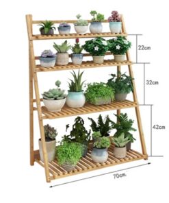 dimensions de l'échelle en bois pour plantes avec pots de fleurs