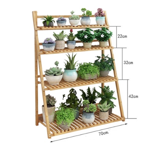 dimensions de l'échelle en bois pour plantes avec pots de fleurs