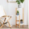 support de plante original en bois blanc