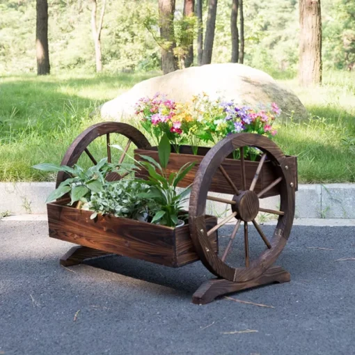 Porte Plante Exterieur en Bois décoratif