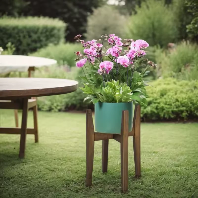 Porte Pots de Fleurs Exterieur marron