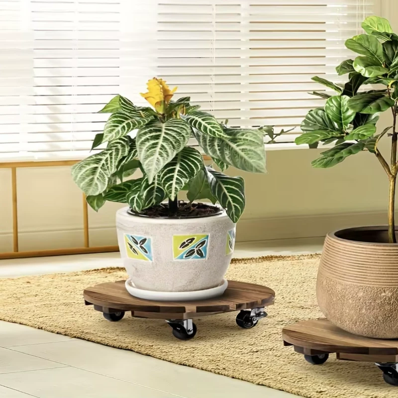 Plateau Roulant Plante Bois
