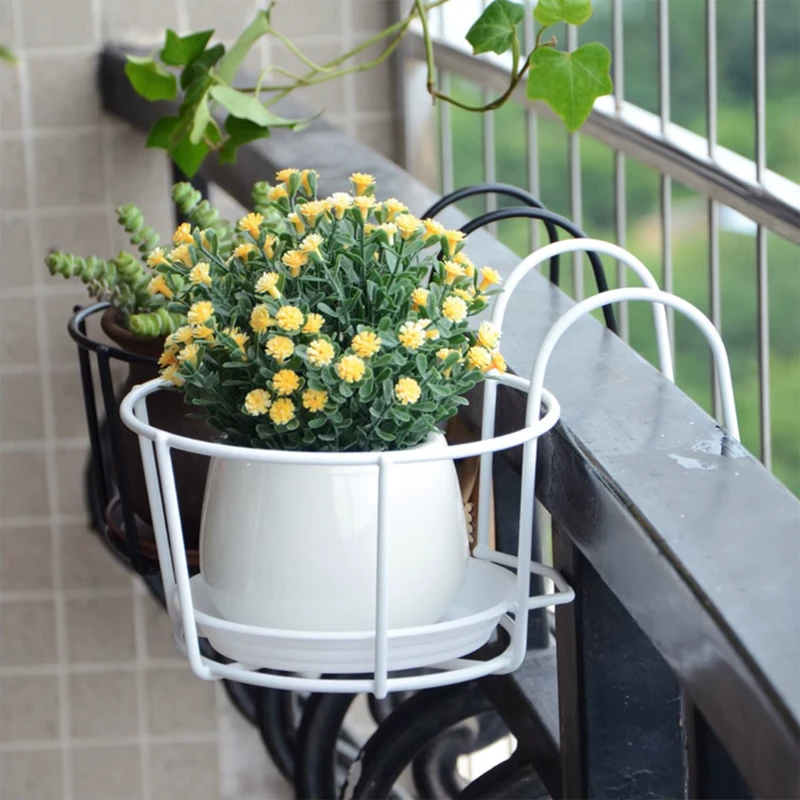Support Plante Extérieur Balcon Blanc
