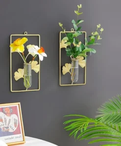 Porte Plante Verte Décoratif Mural Doré