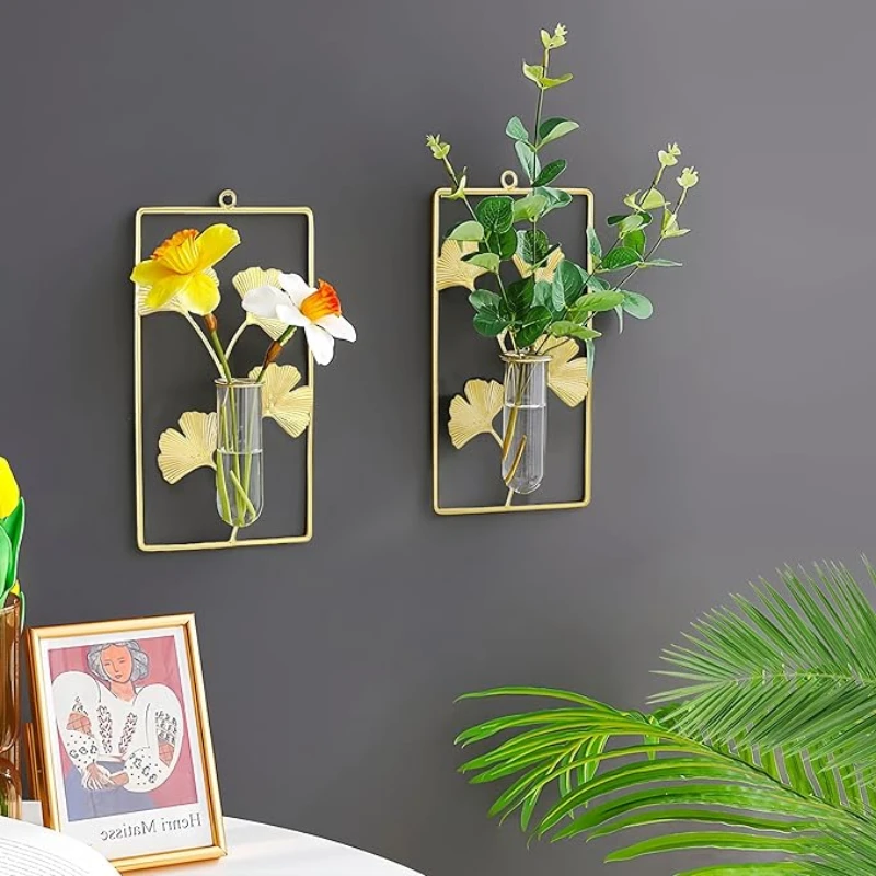 Porte Plante Verte Décoratif Mural Doré