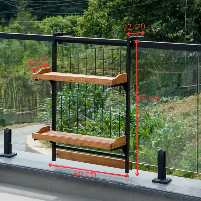 Support de Jardiniere de Balcon Noir