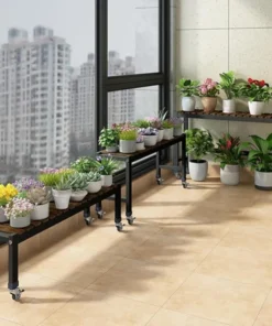 Plateau à Roulette pour Plantes en Métal et Bois