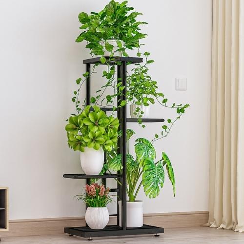 Support pour plantes métallique noir pour balcon
